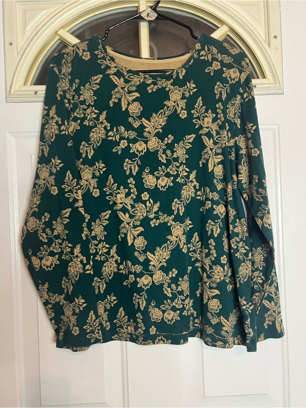 croft & barrow Green Floral Long-Sleeve Tee